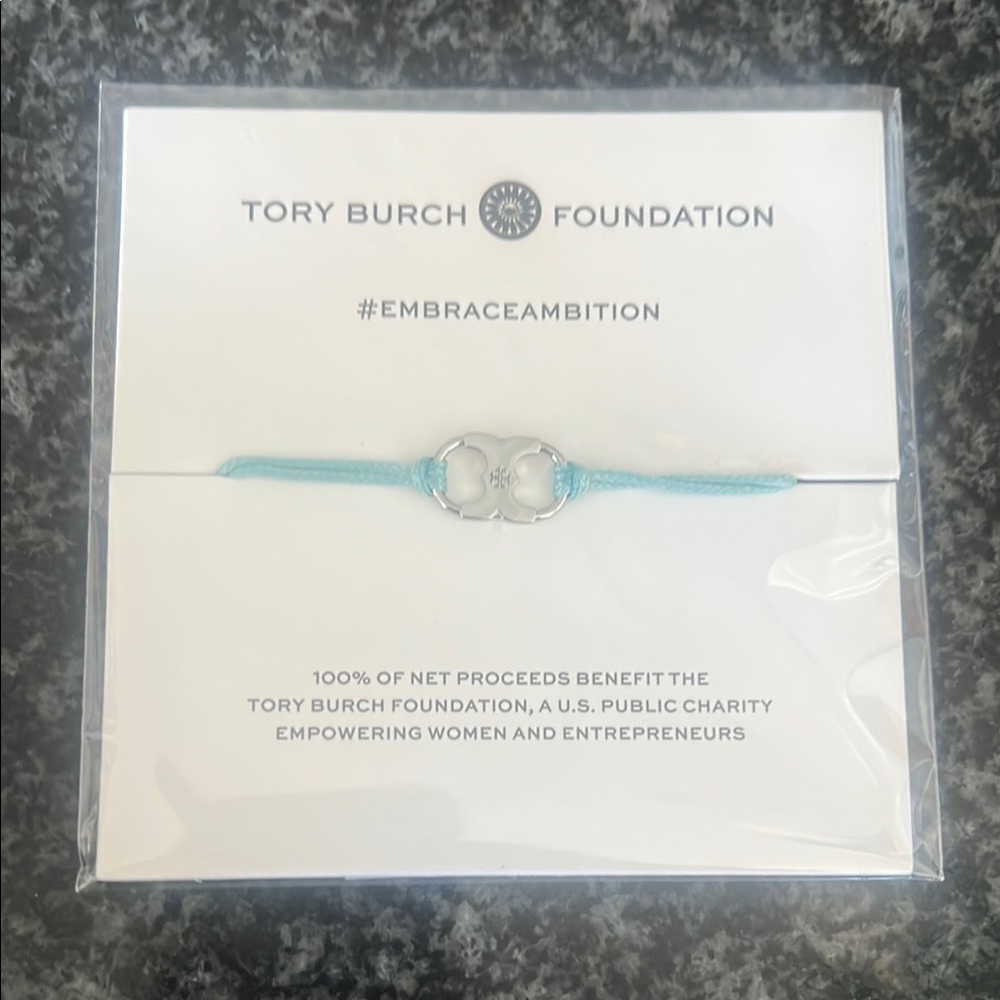 Tory Burch Silver and Blue Bracelet